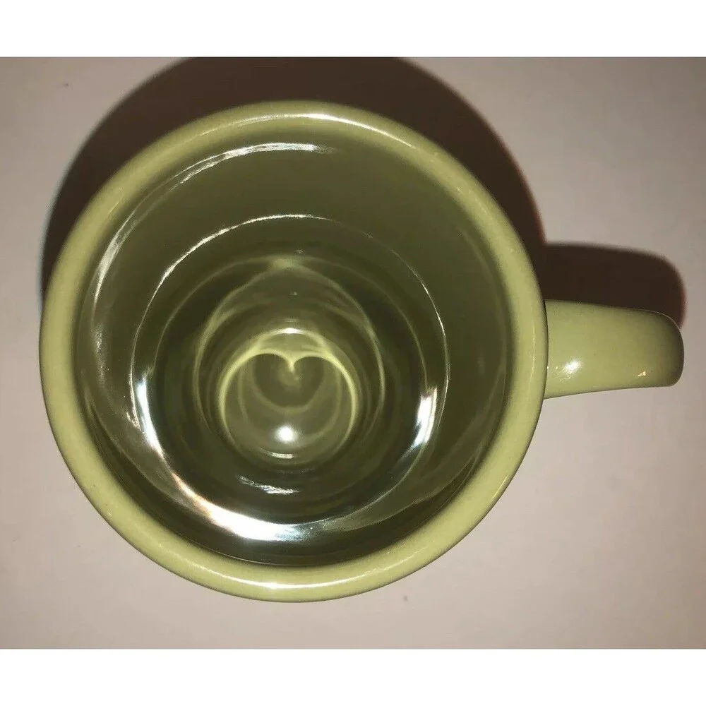 Longaberger Vitrified Pottery Green Coffee Mug Basket Weave Design 6 1/4